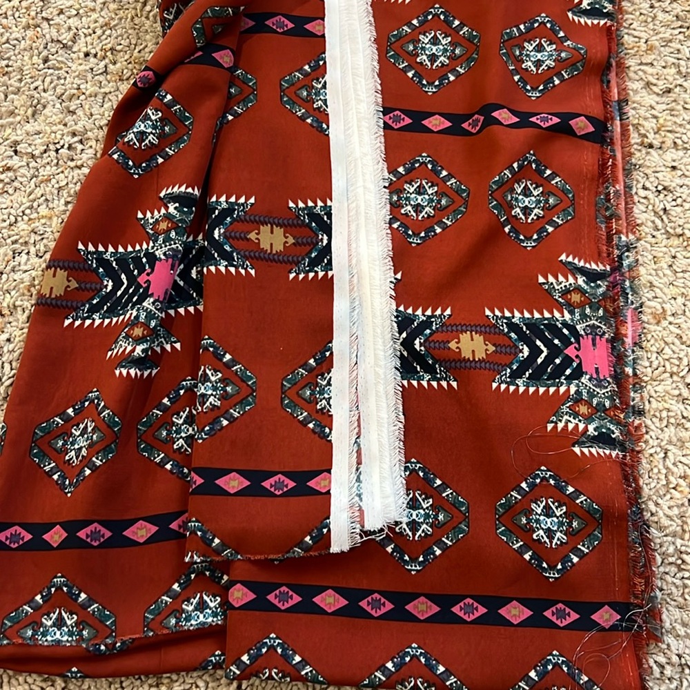 Woolpeach Paprika Aztec Tribal Fabric